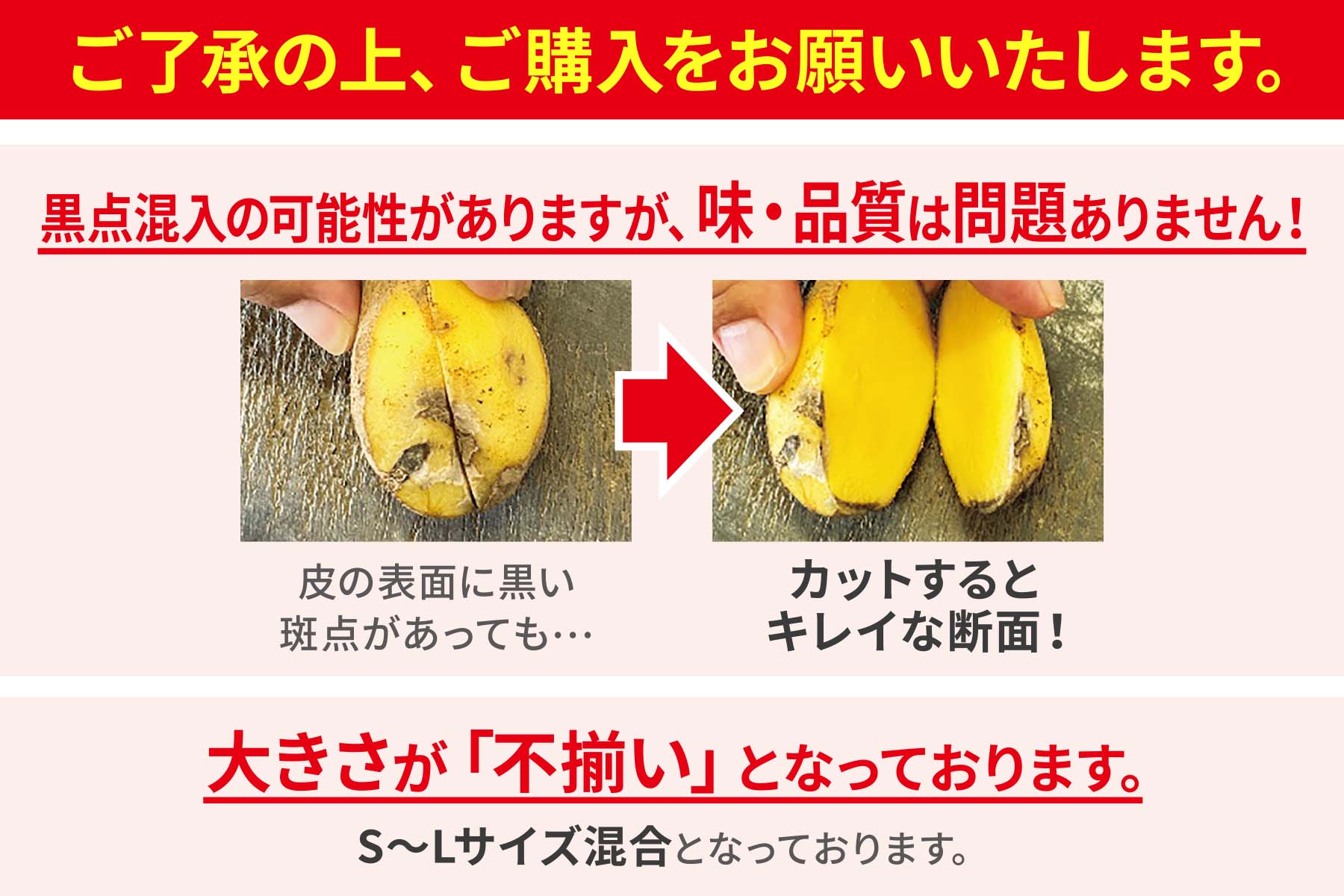黒点混入の可能性がありますが、味・品質は問題ありません！