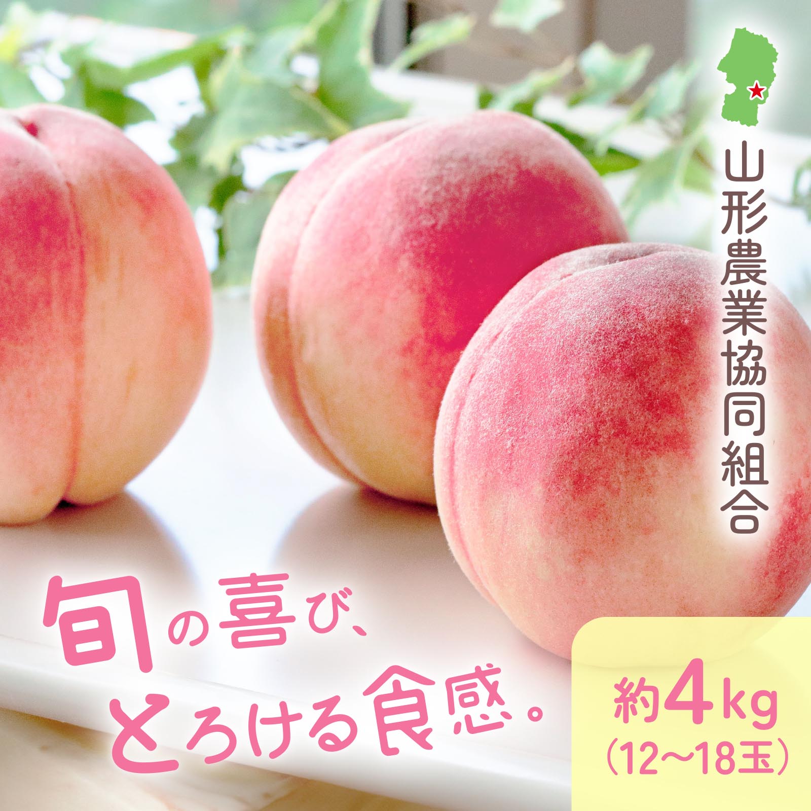 山形県産 白桃 約4kg（12〜18玉）